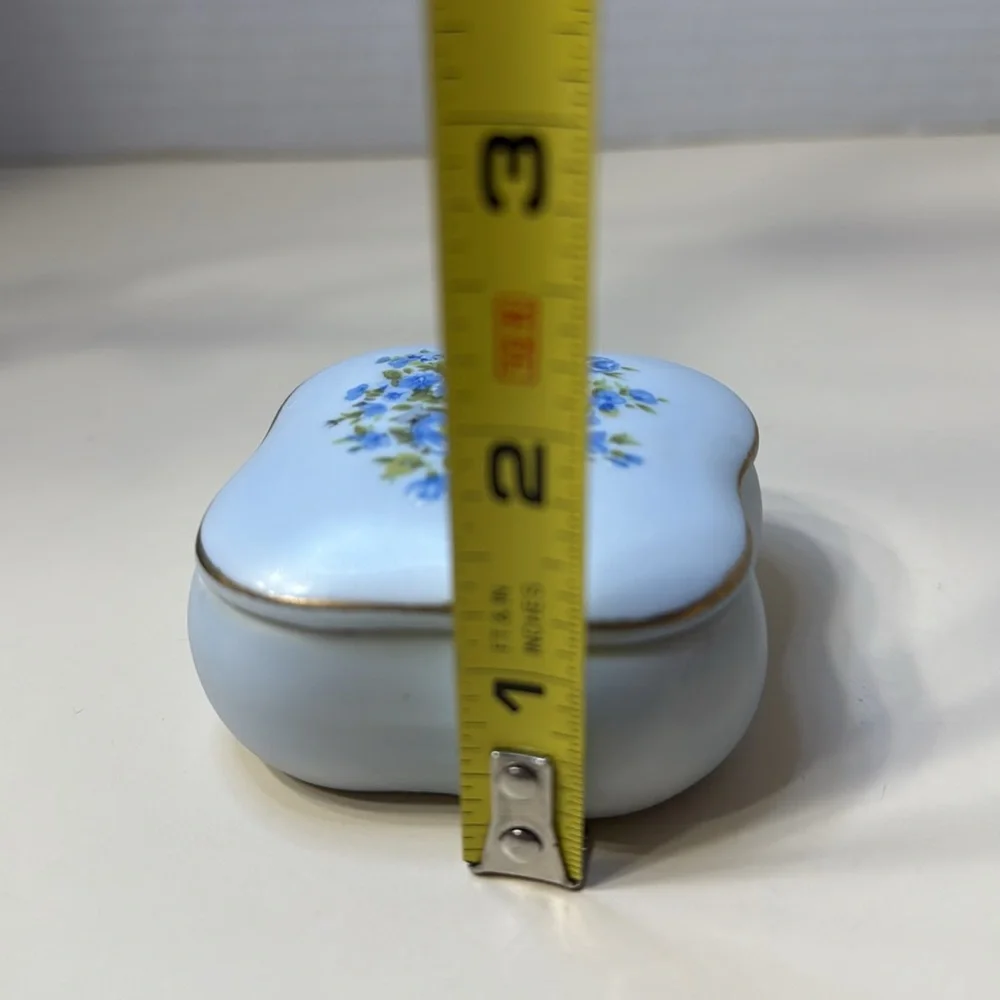 Lefton China Handpainted Blue Floral Trinket Keepsake Box Vintage #7687 - Picture 8 of 10
